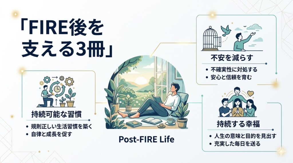 FIRE後に役立つ3冊の本をわかりやすくした図