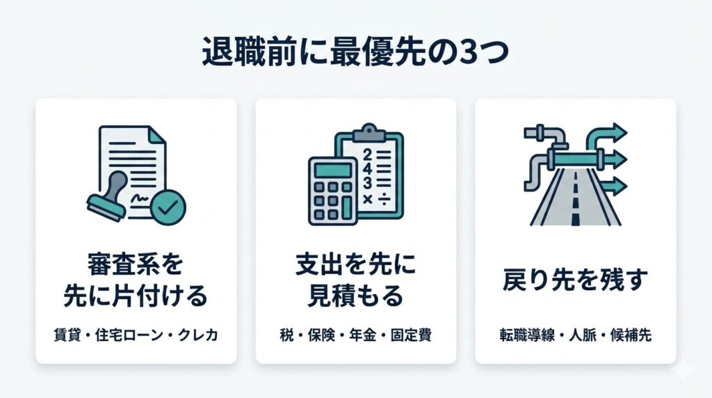 退職前に最優先する3つをわかりやすくした図