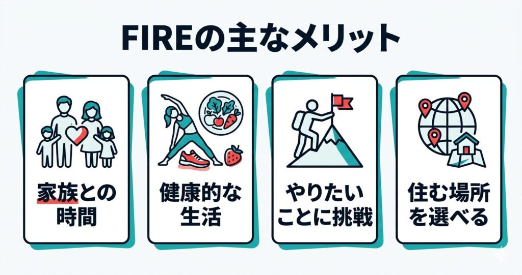 FIREのメリット4つの図